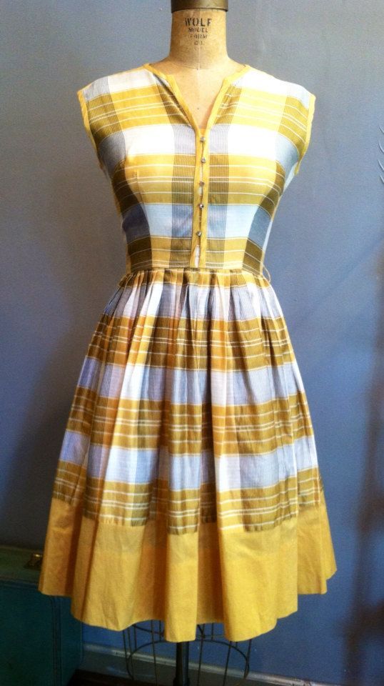 Vintage Plaid 1950s Dress