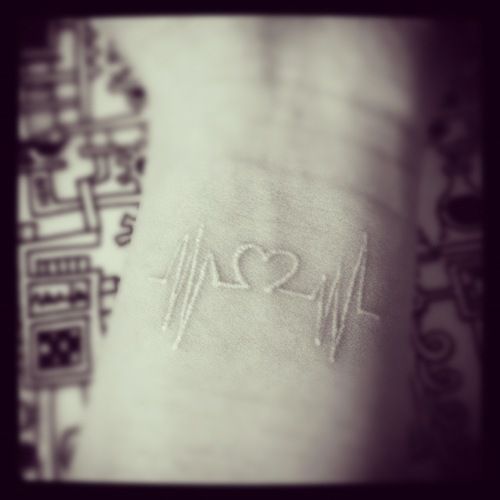 white ink tattoos   heart tattoo | heartbeat tattoo | wrist tattoo | girlie tatt