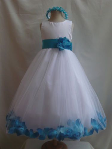 White Turquoise Flower Girl Dresses  | eBay