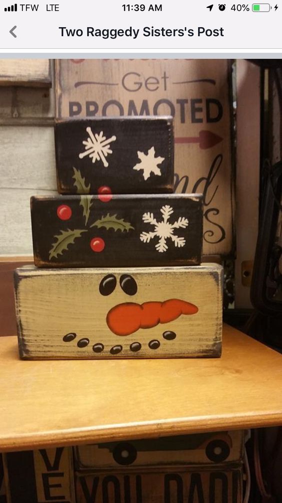 Fun & Easy DIY Christmas Decor Ideas on a Budget - Wood Blocks -   Christmas Wood Crafts Ideas