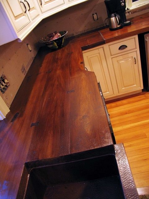 WoodForm Concrete Counter tops stained to look like wood. Gorgeous! Looks like a