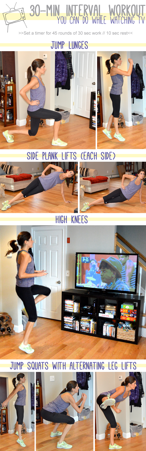 30-Minute Interval Workout You Can Do While Watching TV. No equipment needed and