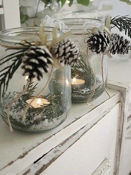 Candles in a Jar With Greenery -   Christmas Craft Tutorials