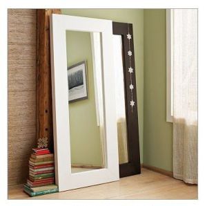 A super cheap tutorial to build a floor mirror using recycled mirrored closet do