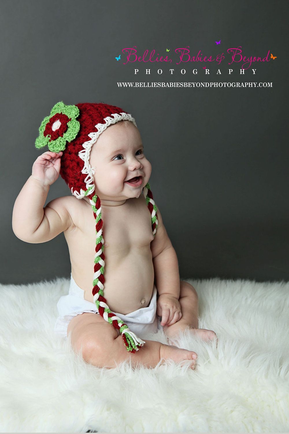 Baby Girl Christmas Hat / Crochet Christmas Hat / Made to Order. $25.00, via Ets