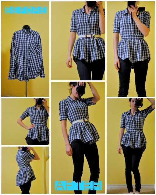 C: Mens button up to womens button up tutorial (or button up peplum top tutorial