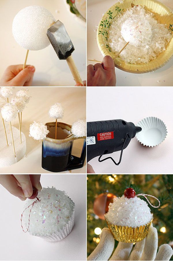 Christmas Ornament … sparkle cupcakes.  Could be fun for kids to give to their