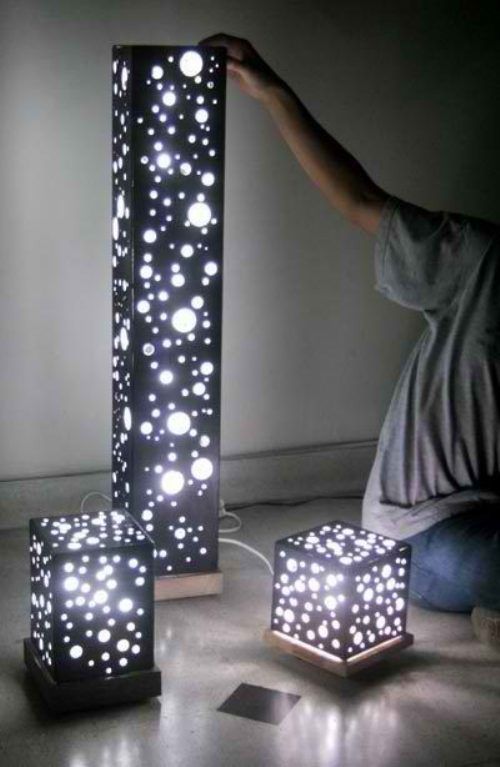 DIY lights, these would be nice centerpieces or along window ledges