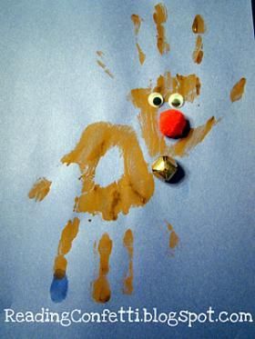 Handprint rudolph reindeer, preschool christmas crafts
