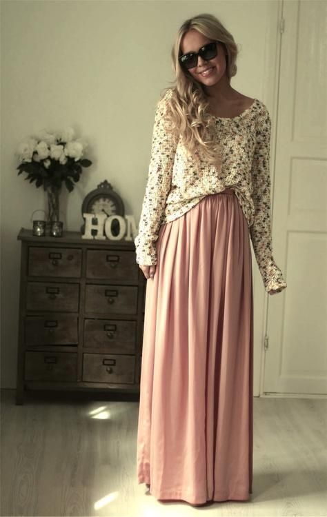 Lace Sweater and Maxi Skirt