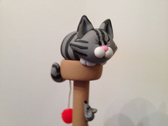 Polymer Clay Muffin Top Cat Ball Point Pen