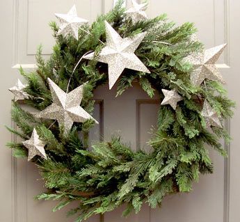 Silver star wreath. Stars and evergreens for Christmas??? I could do that. With