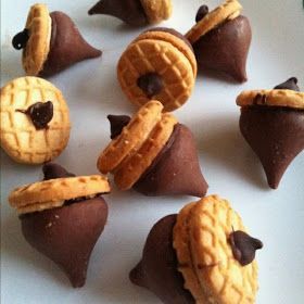 Six in the Suburbs: Chocolate & Peanut-butter Acorns (treat bags for fall)