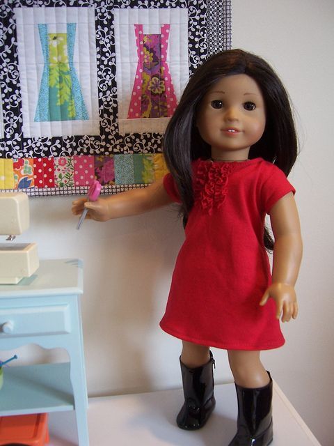 That Red Dress    American Girl Doll Clothes Pattern: Ruffled Tee-Shirt Dress by