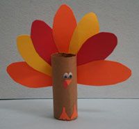Toilet Paper Roll Turkey Craft Could be a cute way to have kids make a centerpie