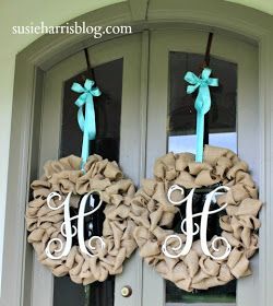 Burlap wreath DIY; looking for an idea for “double front doors”…great for fall