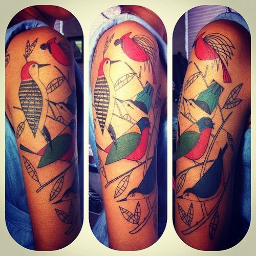 Charlie Harper birds tattoo