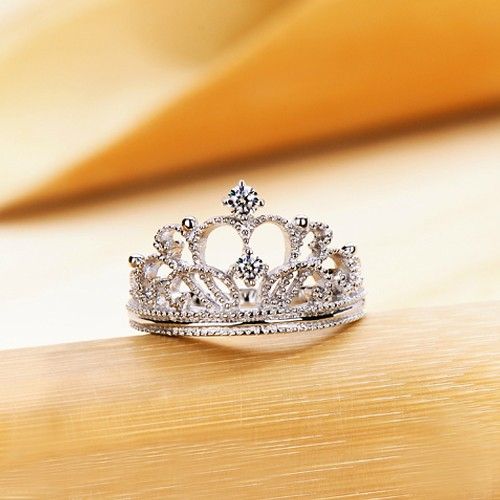 Exquisite Princess Crown Cubic Zirconia 925 Sterling Silver Wedding Ring Engagement Ring