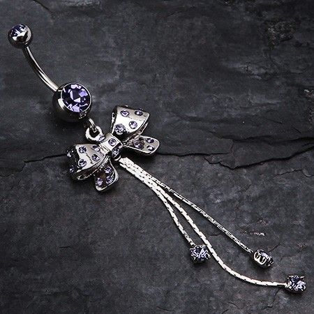 Glistening Polka Dots Bow Tie Belly Ring