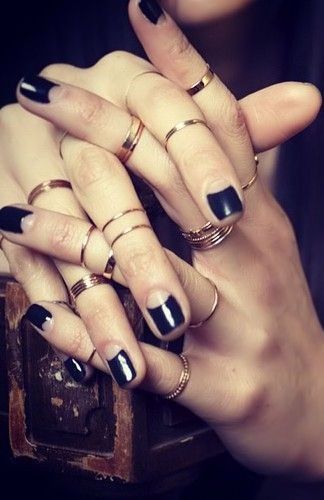 Layered Rings & Black Nail Polish