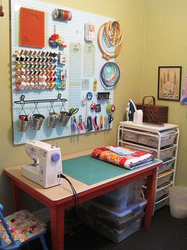 Nice Way to Create a Small Sewing area in the corner of a Room….I think a Fold