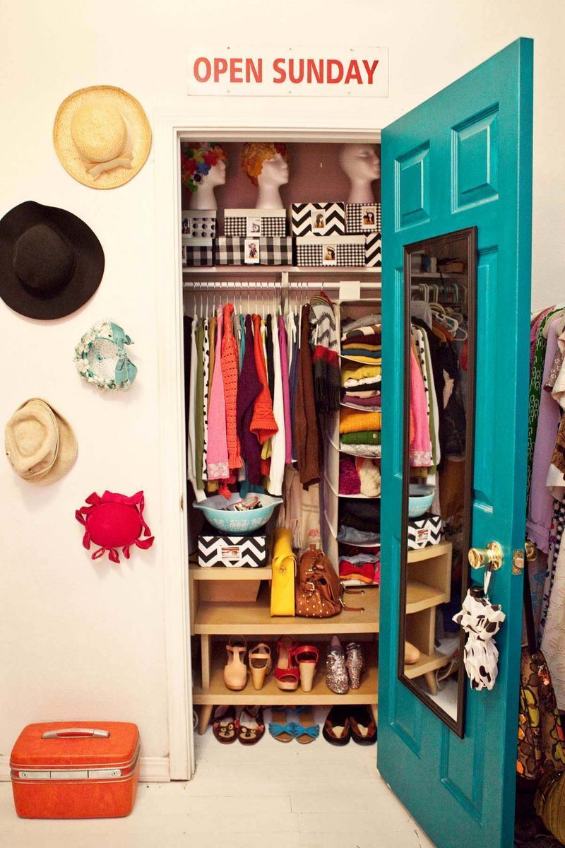 Painting the inside of your closet door gives it a little edge.