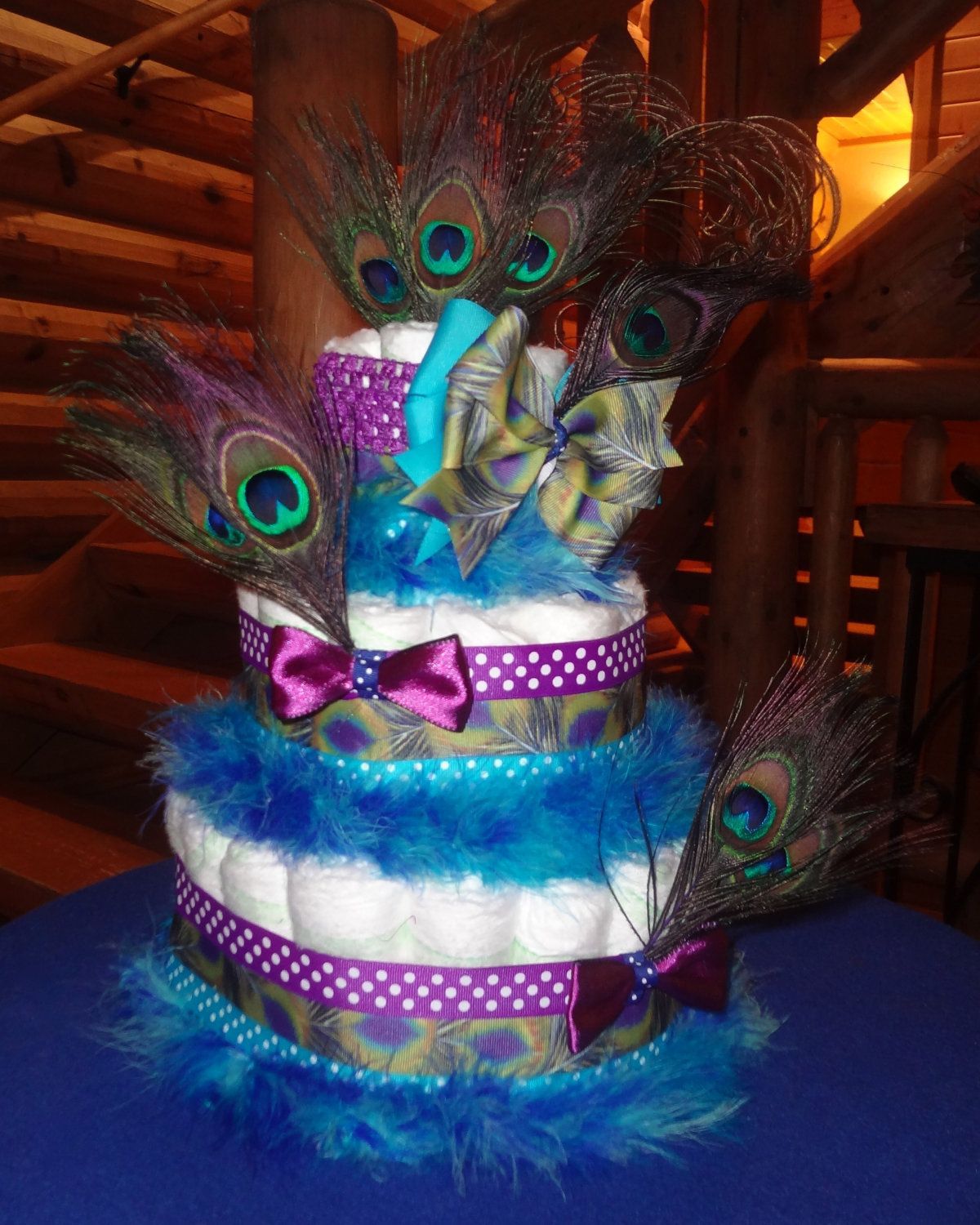 peacock diaper cake | Peacock Diaper Cake by BettyCakesBakery on Etsy