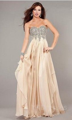 $159.99 – Champagne Sweetheart Long A-Line Empire Evening Dresses YKUK67550 I wo