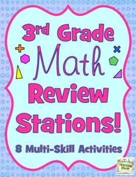 3rd Grade Math Review Stations (8 Multi-Skill Activities)