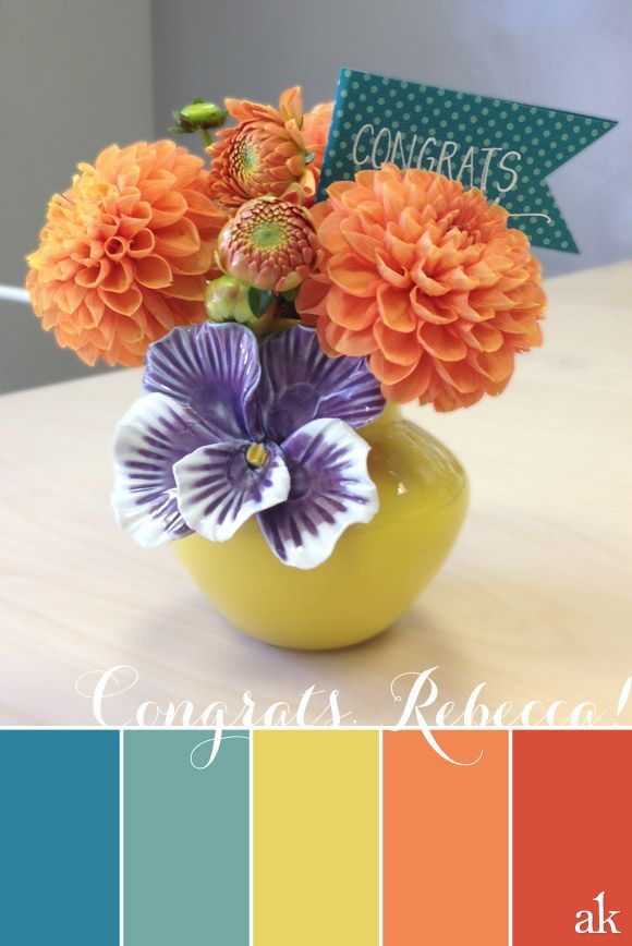 a dahlia-inspired color palette // blue, yellow, orange // congratulations on yo