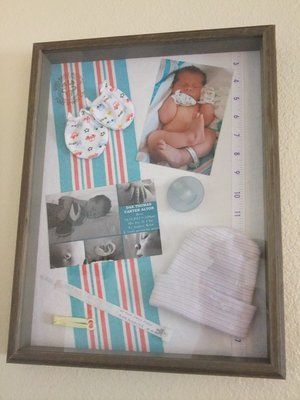 Baby shadow box! I kept items from both of my boys first few days of life just f