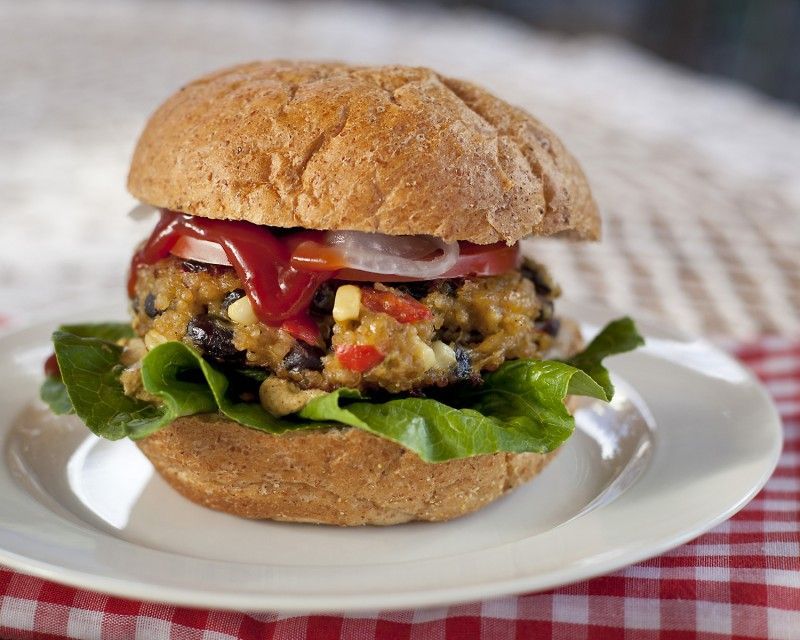 Black Bean and Quinoa Burgers  Nice and hearty vegetarian dish, packed with prot