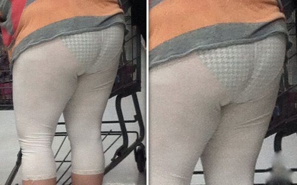 Checkered Undies Under See Through White Leggings Fashion Fail at Walmart - Funn