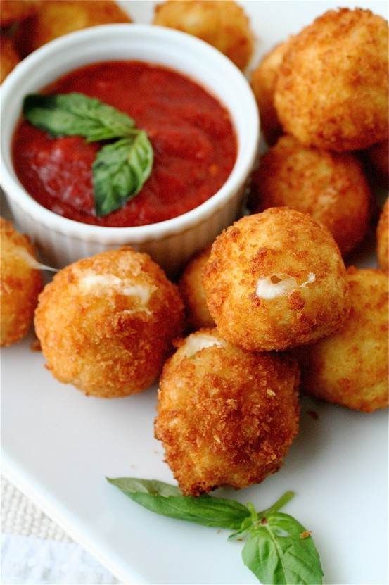 Deep fried mozz. balls, yum!