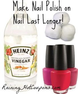 Did you know.  You can make nail polish last longer on your nails with vinegar?!