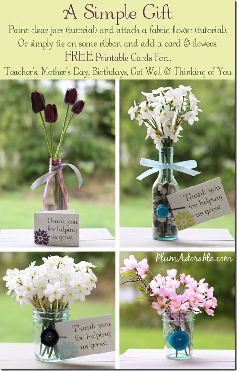 DIY Painted Mason Jars and Fabric Flower Tutorials Great Teacher Appreciation Id