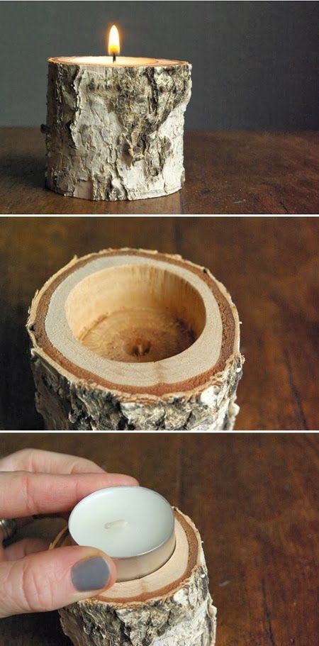 Easy DIY Crafts: DIY birch wood candle holder