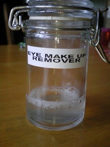 Eye Make Up Remover: 1 cup water, 1 1/2 tablespoons Tear Free Baby Shampoo, 1/8