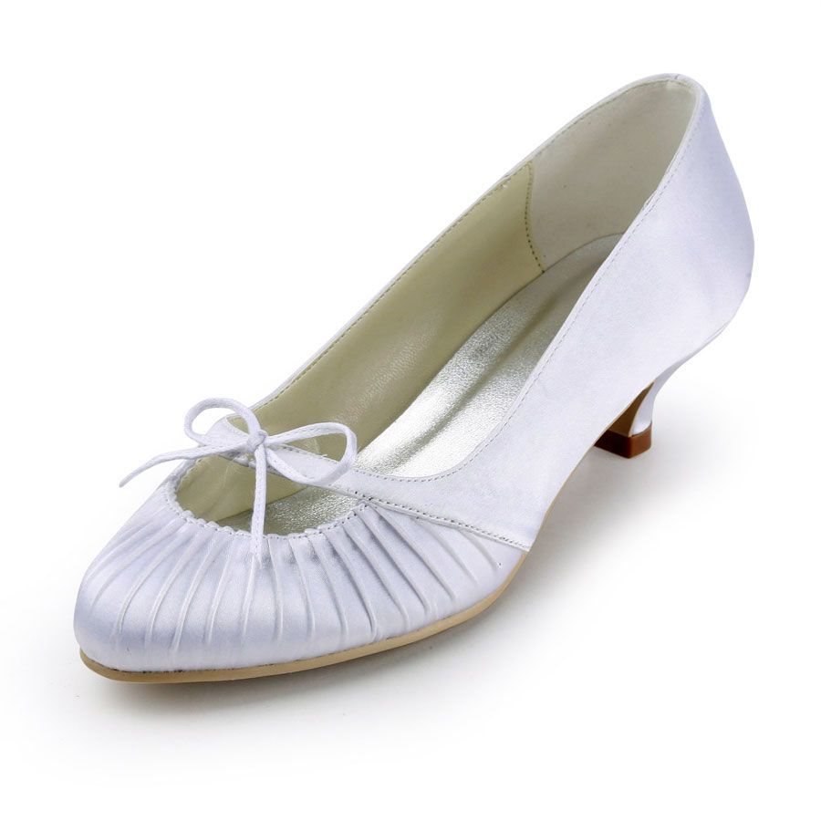 Fabulous 1.5 inch Ruffle Bowknot Almond Toe Pumps – Wedding Shoes