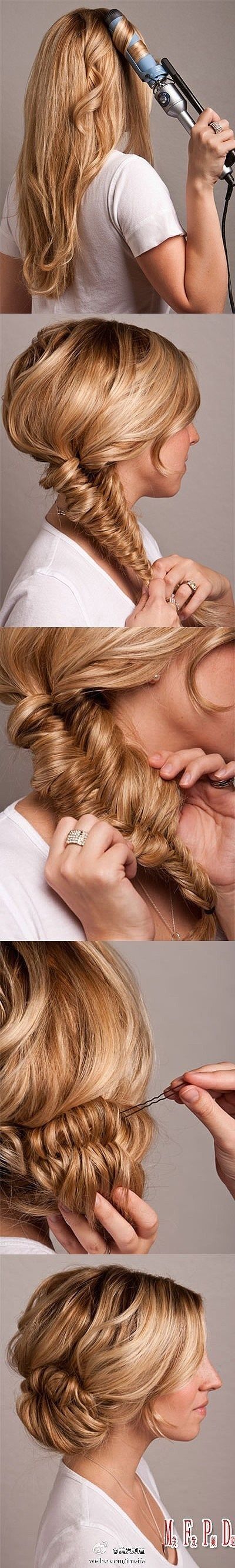 Fishtail updo- I want to do this when my hair is long enough again.