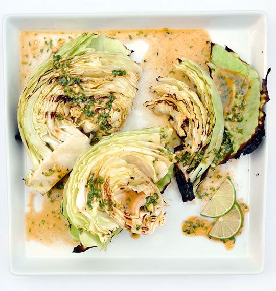 Grilled Cabbage w/Cilantro Lime Sauce