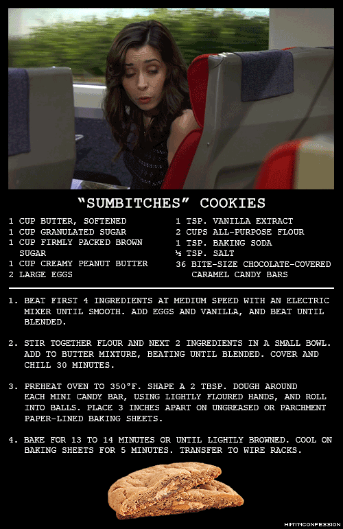 HIMYM “Sumbitches” cookies I might use Caramellos or Rollos as the candy :)