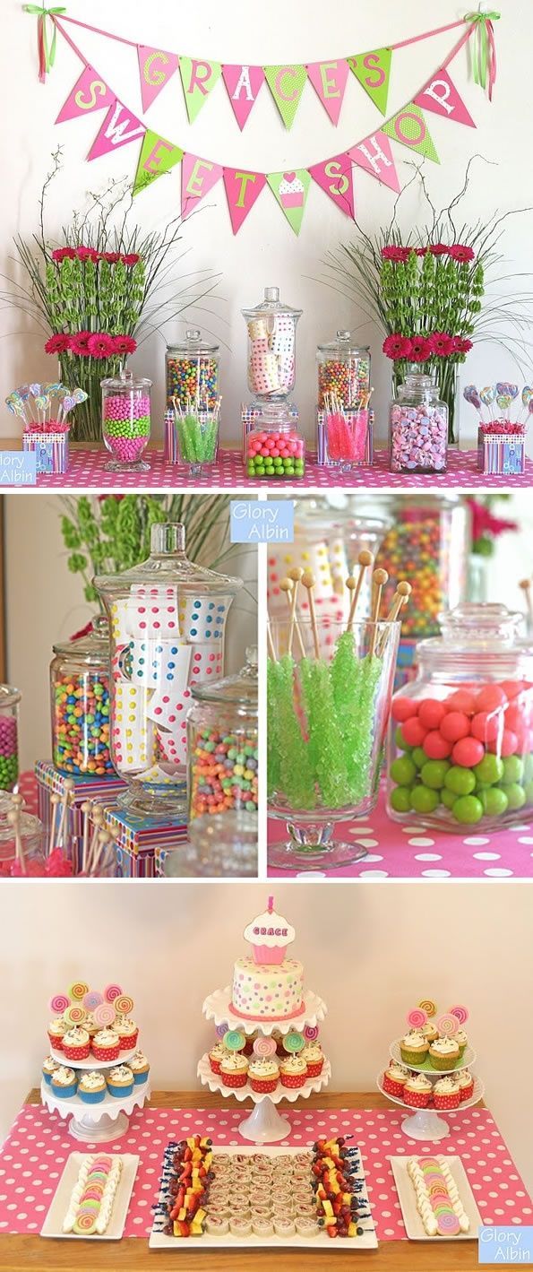 LOVE this idea for a little girls birthday party!!! Candy bar/cupcake bar