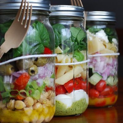 Mason jar meals – Just load a mason jar up with layers of fresh ingredients and