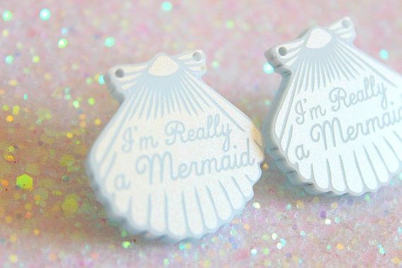 Mermaid Jewelry // Im Really a Mermaid Blue Shell Earrings (Ida!)
