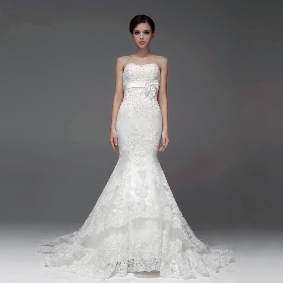 New arrival Strapless Net bridal gown with Dropped