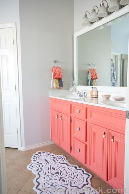 Paint Color-SW Agreeable Grey // Vanity Color-SW Coral Reef // Rugs, Towels & Ha