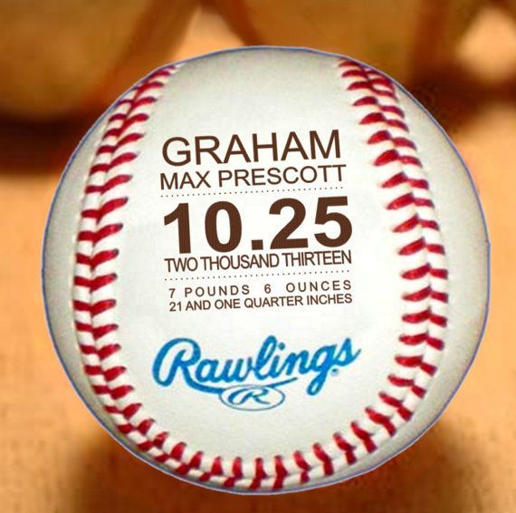 Personalized Baseball Birth Announcement, Baby Boys Gift, Engraved Baseball Cust