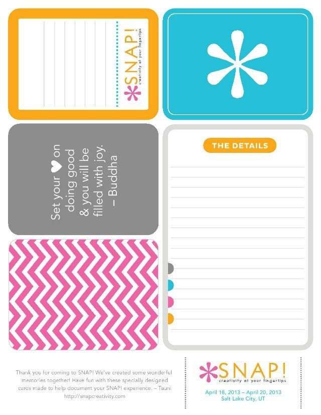 Printable — “Snap” Project Life Inspired Journaling and Quote Cards 2