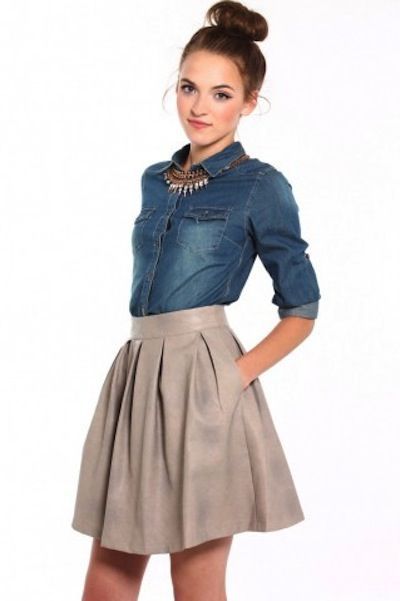 Quilted Vegan Leather Skater Skirt from Calico | Camille Styles
